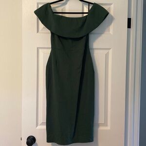 Babaton off the shoulder body-con emerald green dress
